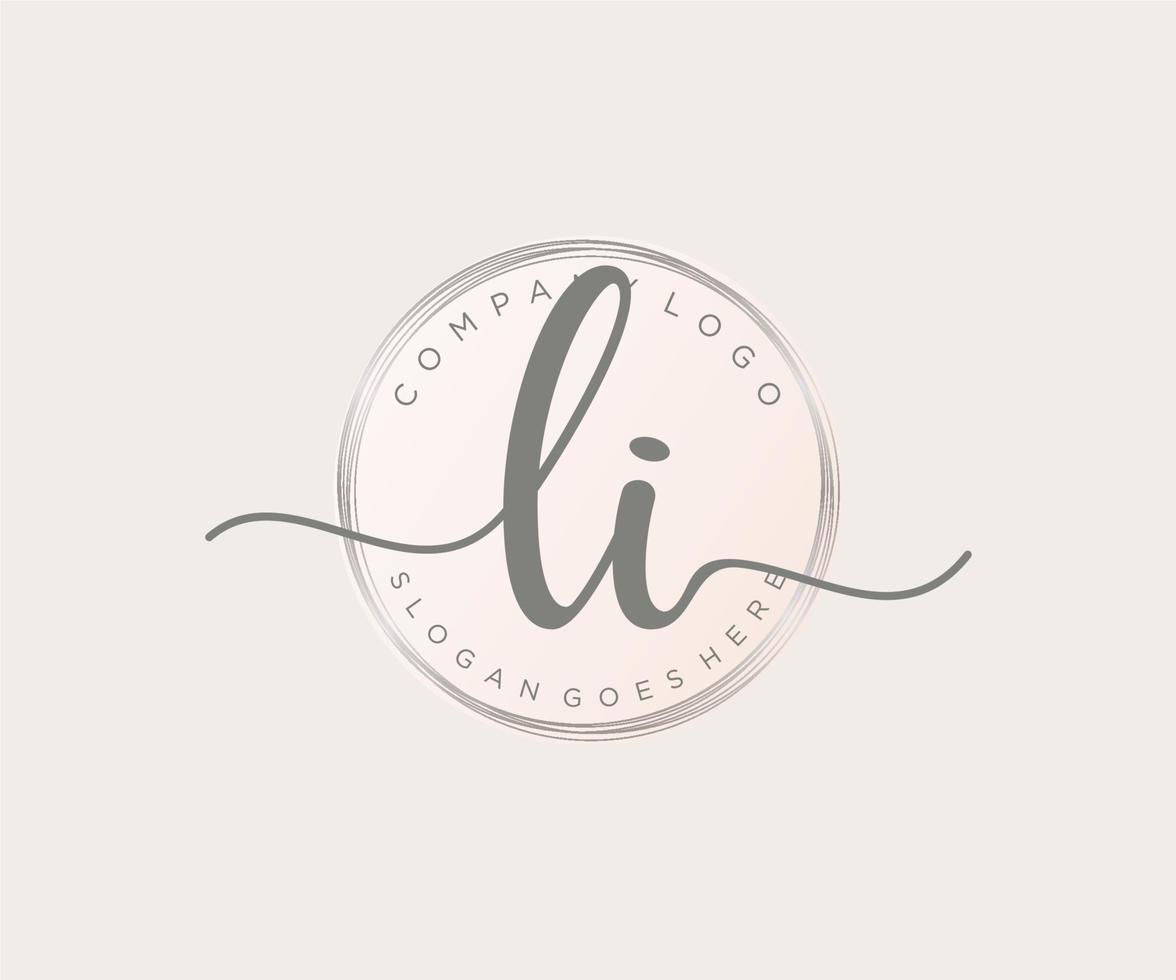 Initial LI feminine logo. Usable for Nature, Salon, Spa, Cosmetic and Beauty Logos. Flat Vector Logo Design Template Element.