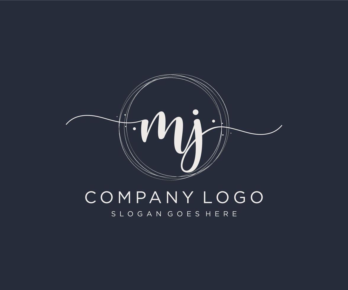 Initial MJ feminine logo. Usable for Nature, Salon, Spa, Cosmetic and Beauty Logos. Flat Vector Logo Design Template Element.