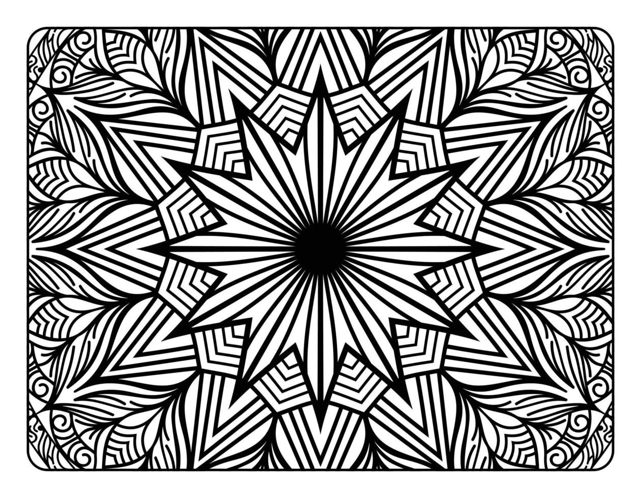 Coloring page for adult, coloring book page with floral mandala pattern art, adult mandala coloring page for relaxation vector