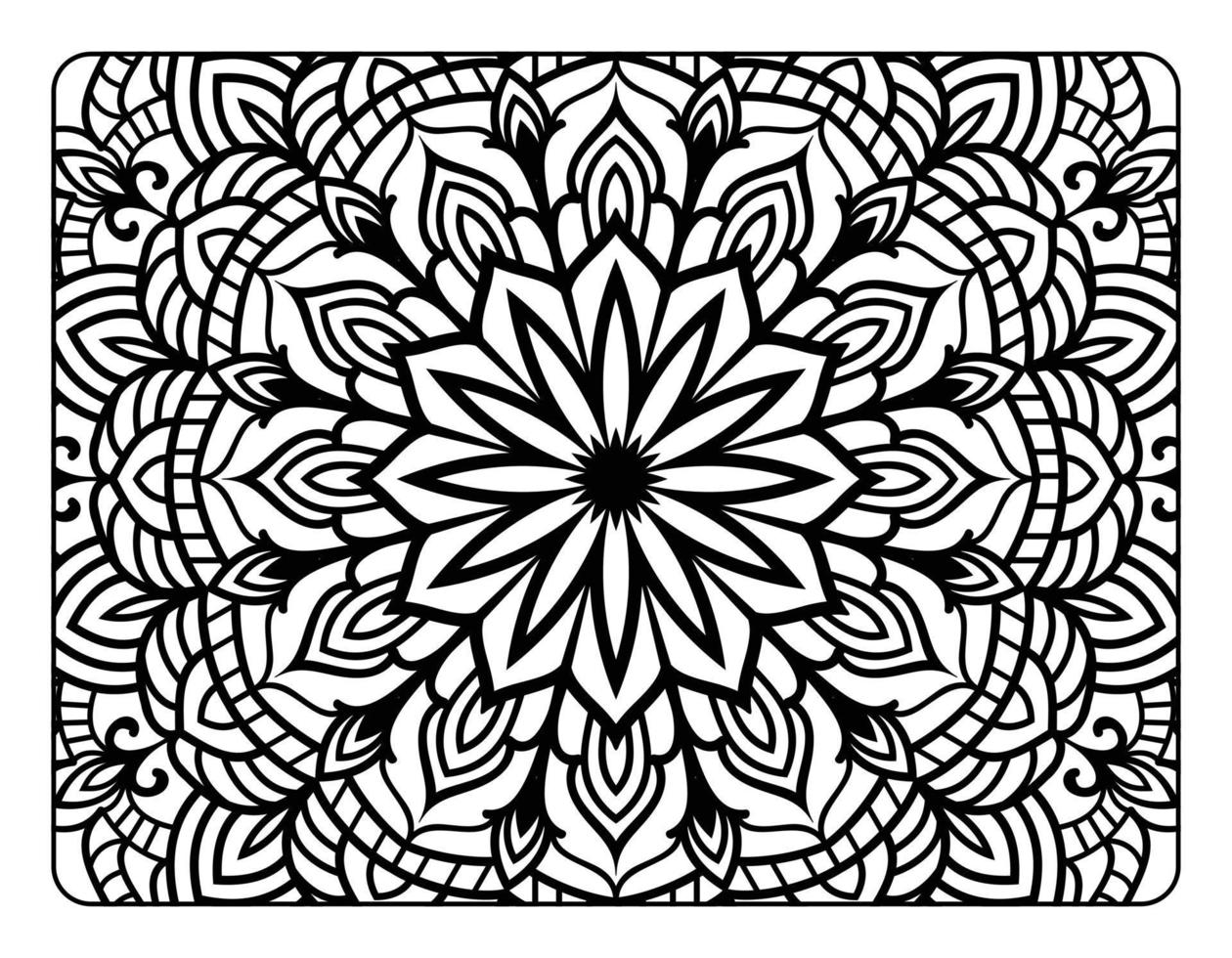 Coloring page for adult, coloring book page with floral mandala pattern art, adult mandala coloring page for relaxation vector