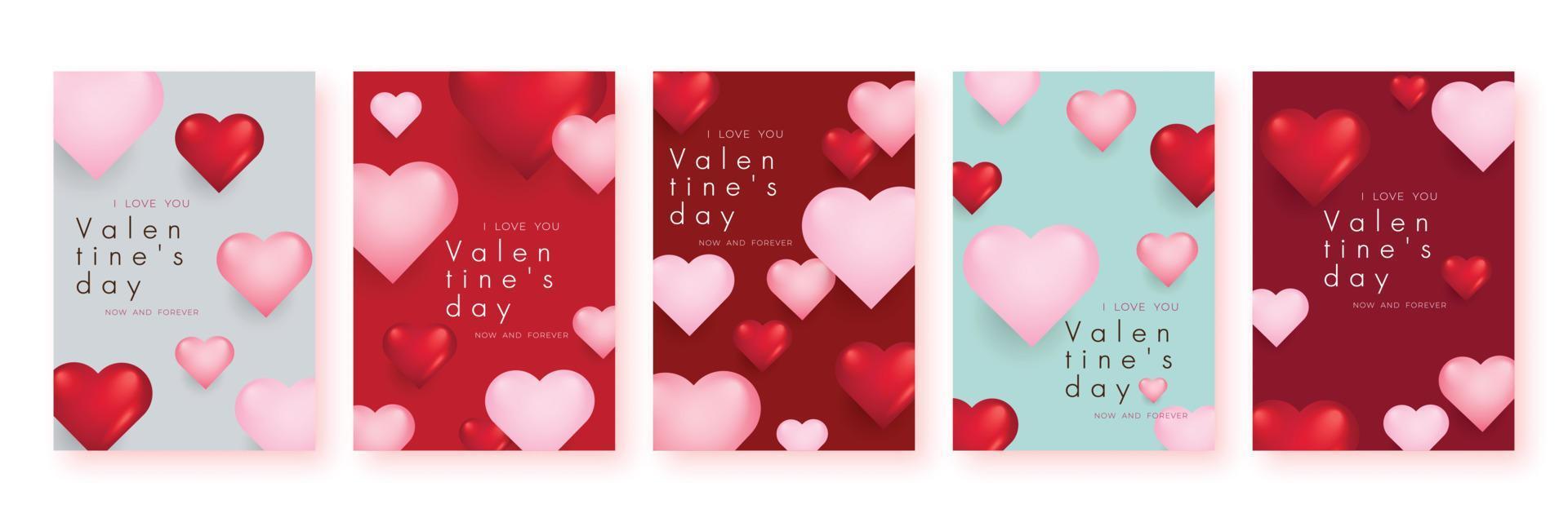 conjunto de carteles de venta del día de san valentín o fondo de pancarta. ilustración vectorial vector