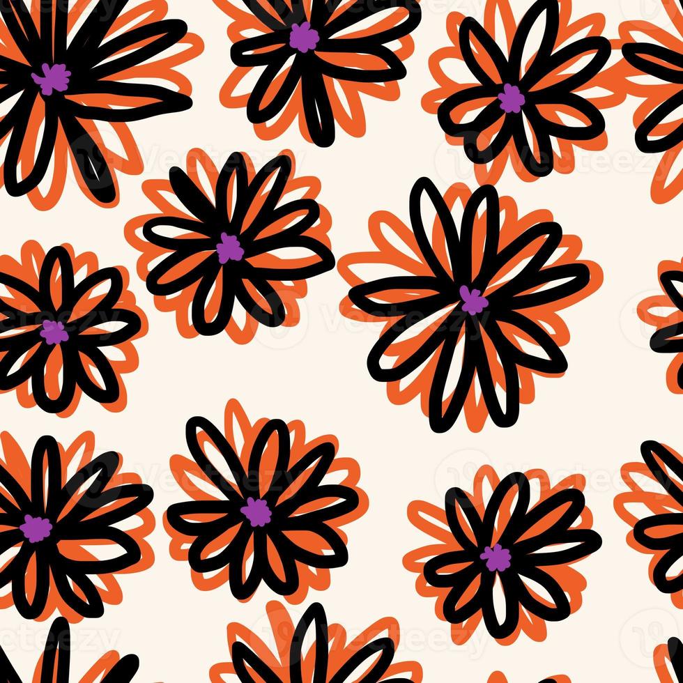 Seamless hand draw floral pattern, flowers design. photo