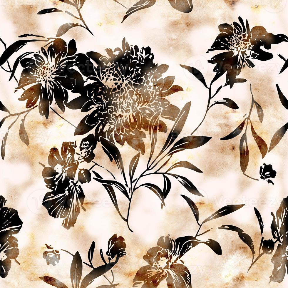Seamless hand draw floral pattern, flowers design. photo