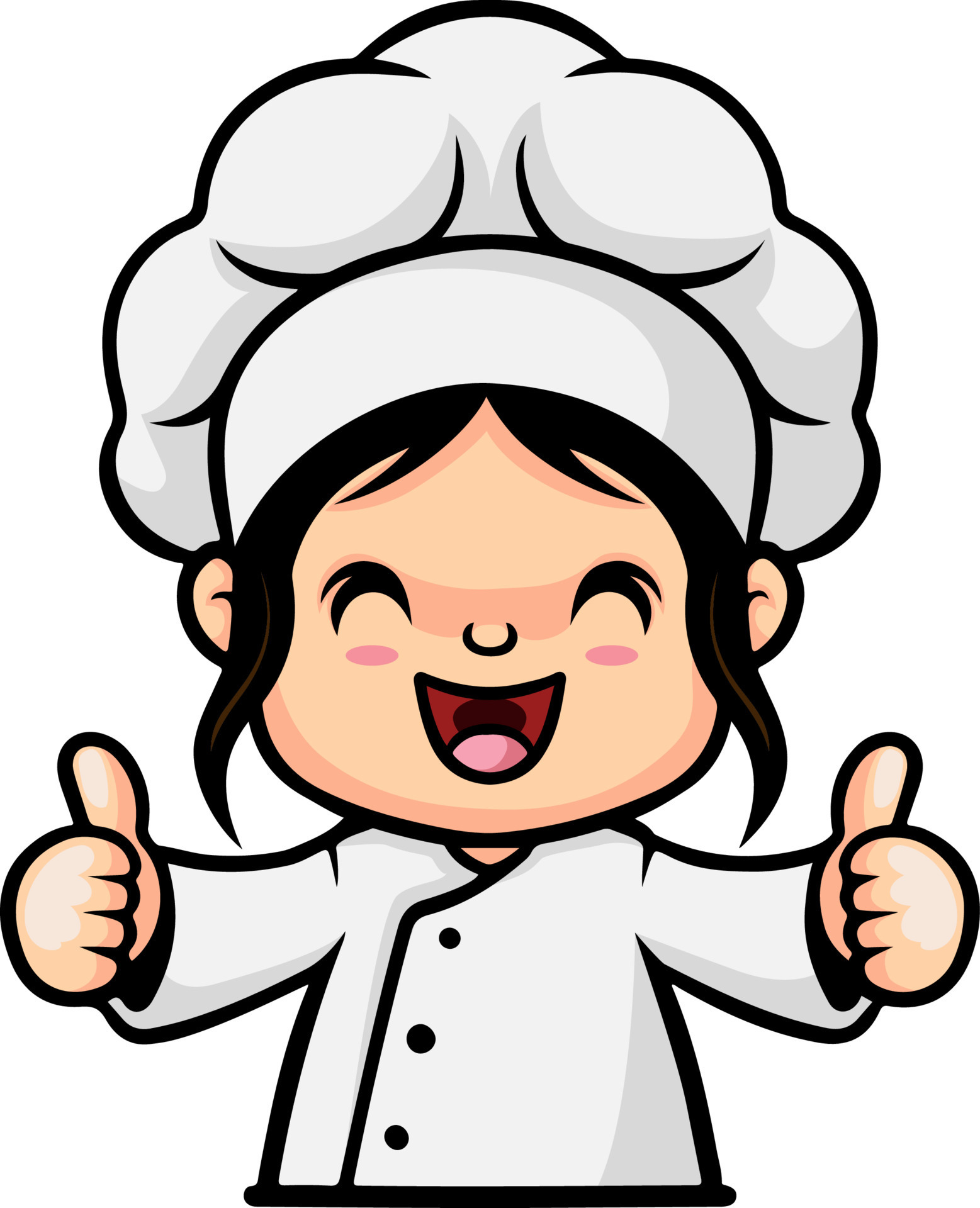 Cute chef girl cartoon giving thumbs up 18830957 Vector Art at Vecteezy