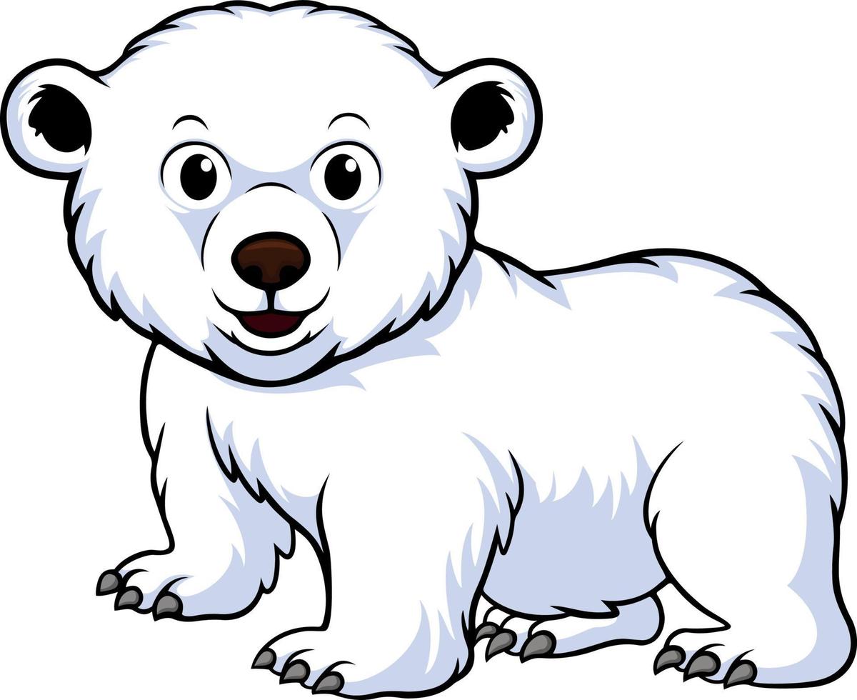 Cute baby polar bear cartoon on white background vector