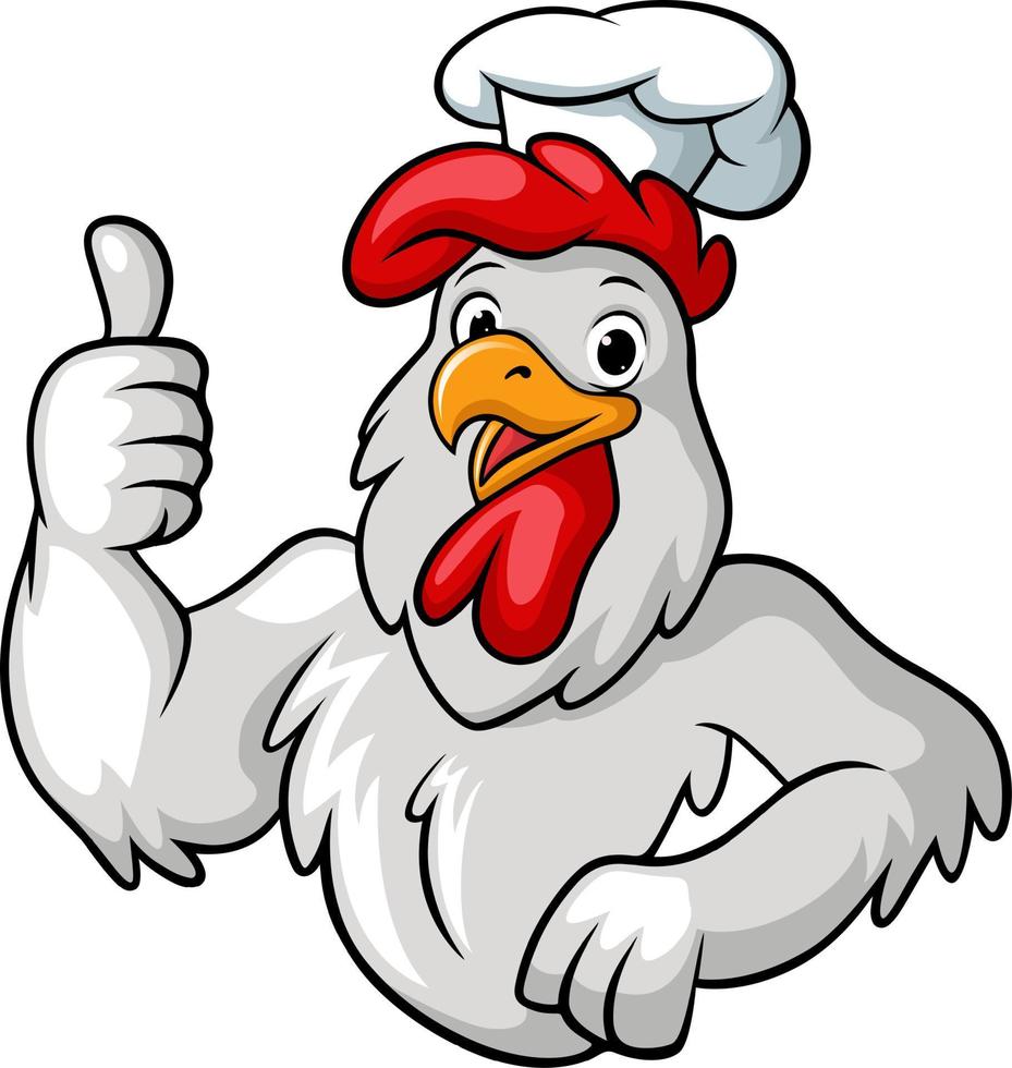 Cute rooster chef cartoon giving thumb up vector