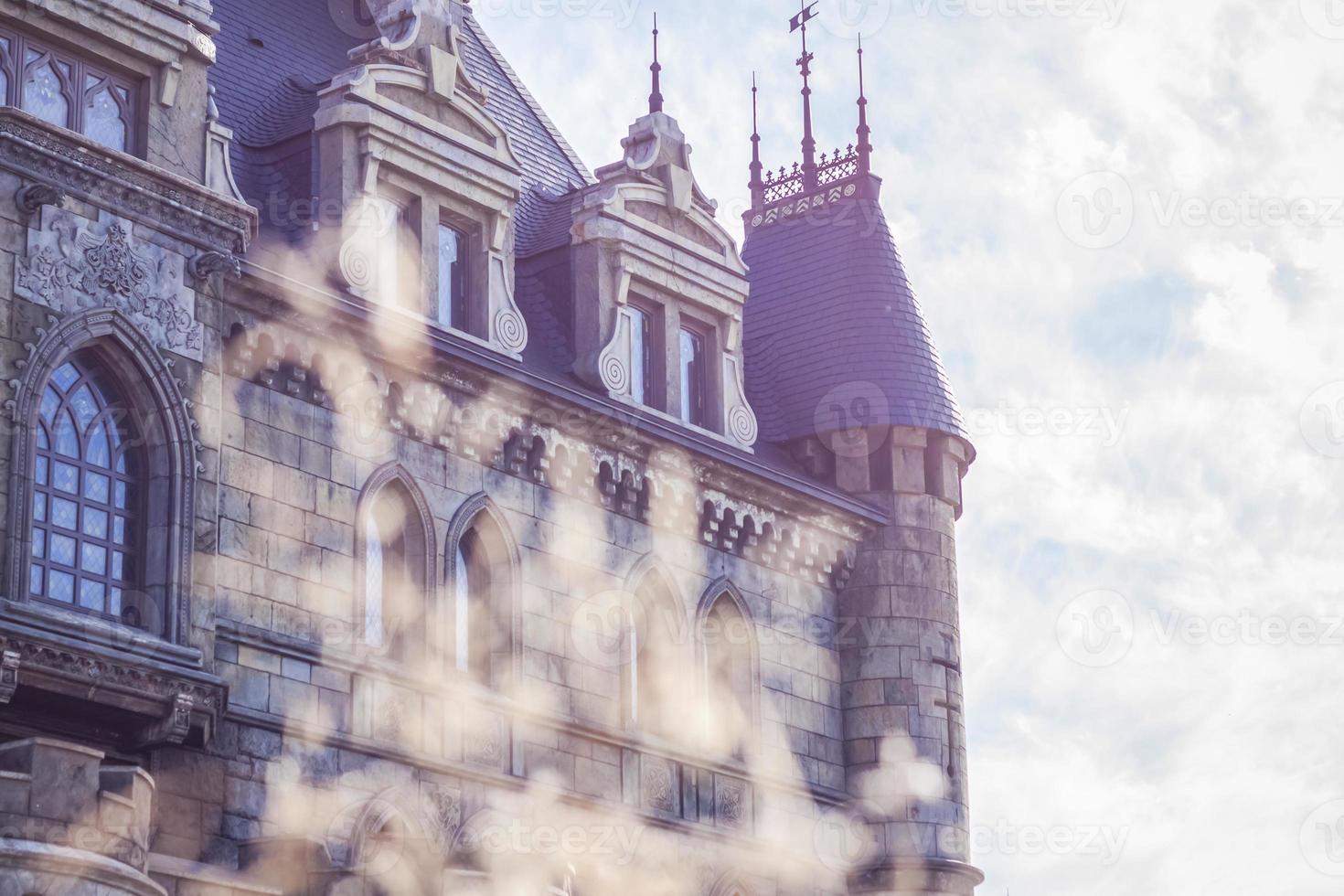 Antiquity in detail. Elements of architectural design of buildings. Elements of Gothic architecture. Template, background photo