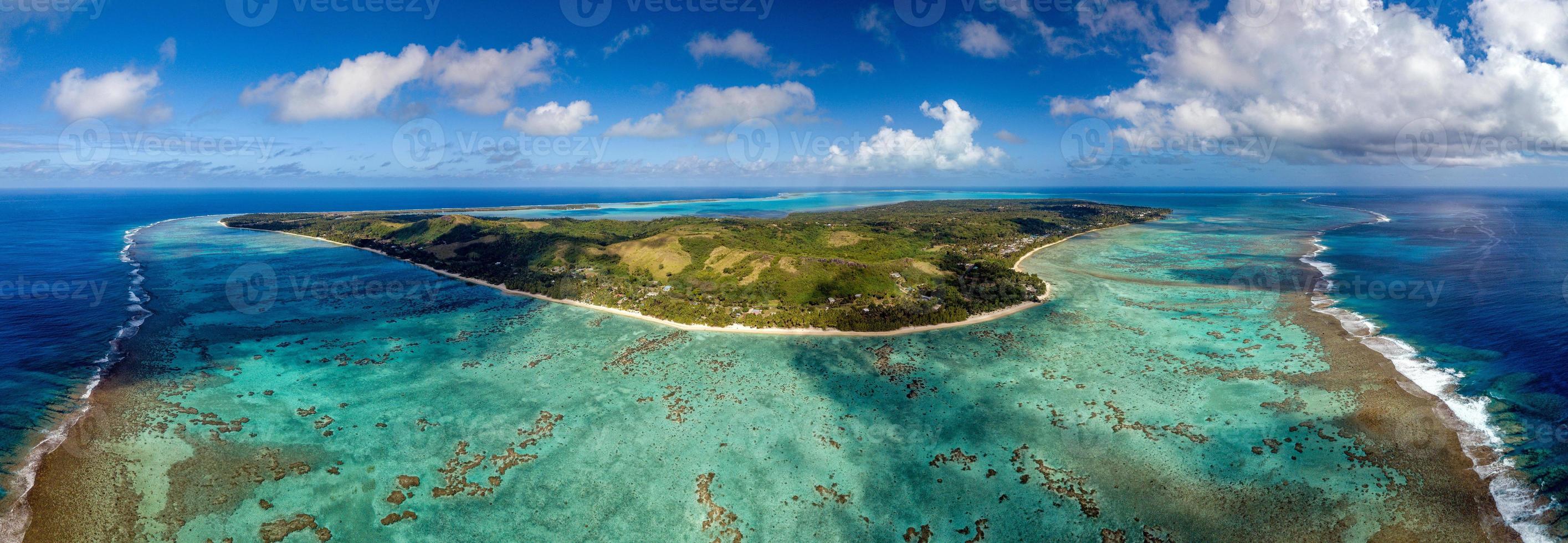 Polynesia Cook Island aitutaki lagoon tropical paradise aerial view photo