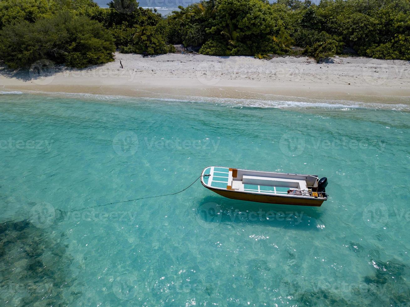 Maldives aerial view panorama landscape white sand beach photo