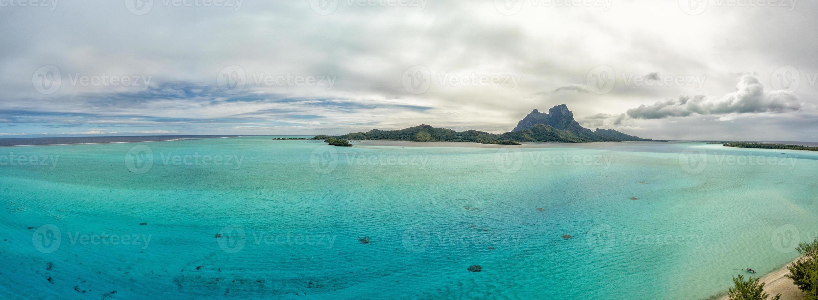 Bora Bora island french polynesia lagoon aerial view photo