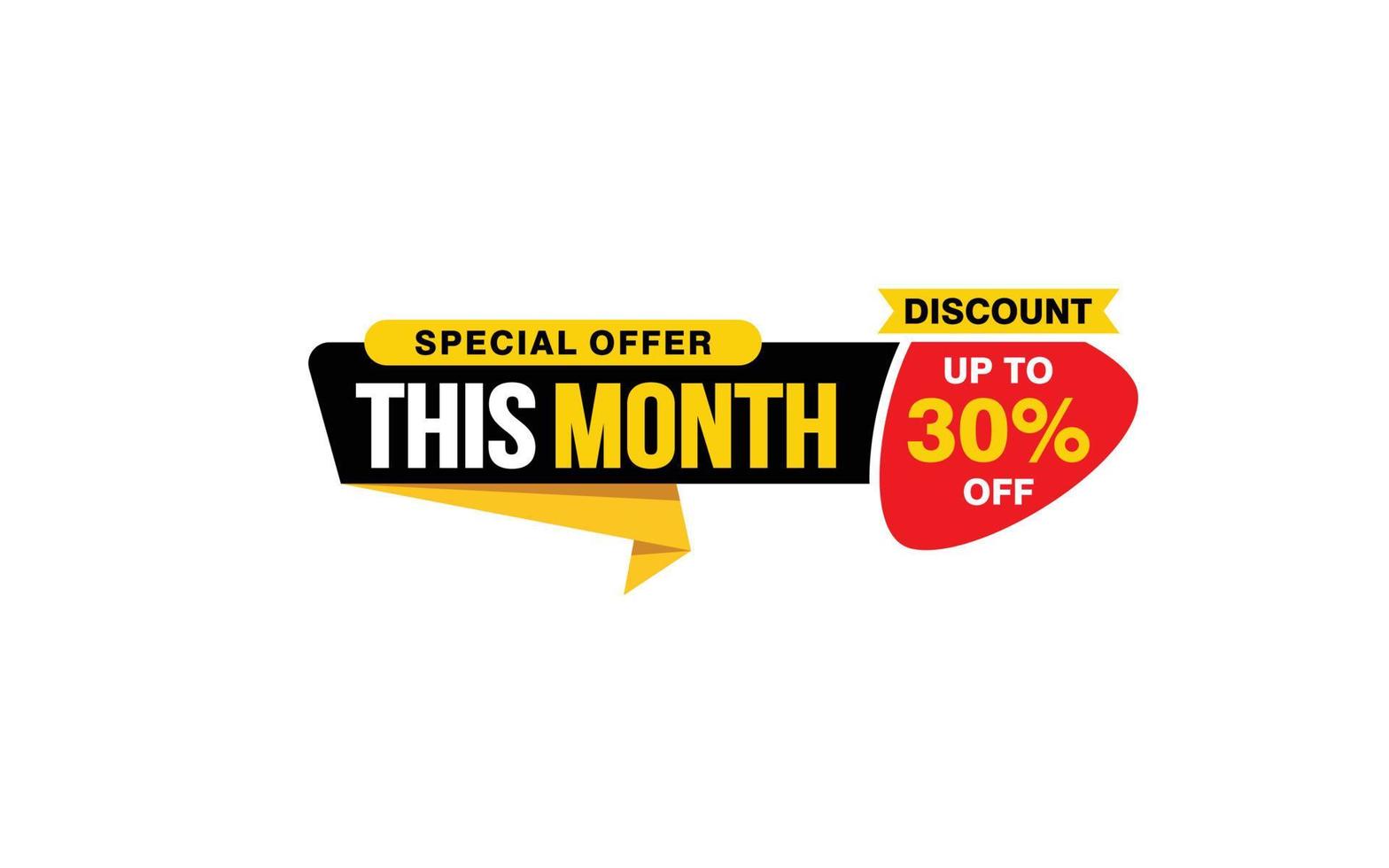 30 Percent THIS MONTH offer, clearance, promotion banner layout with sticker style. vector