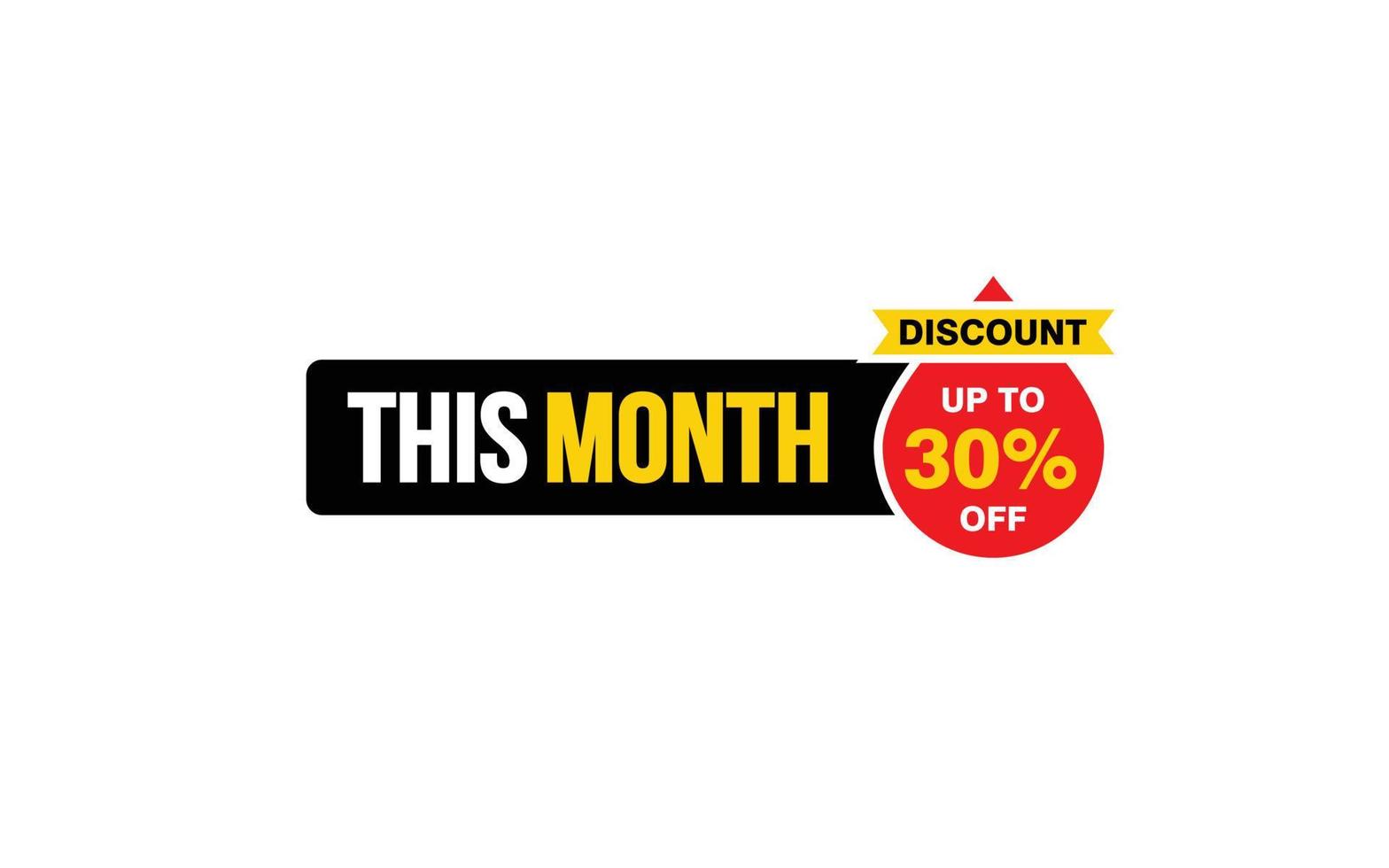 30 Percent THIS MONTH offer, clearance, promotion banner layout with sticker style. vector