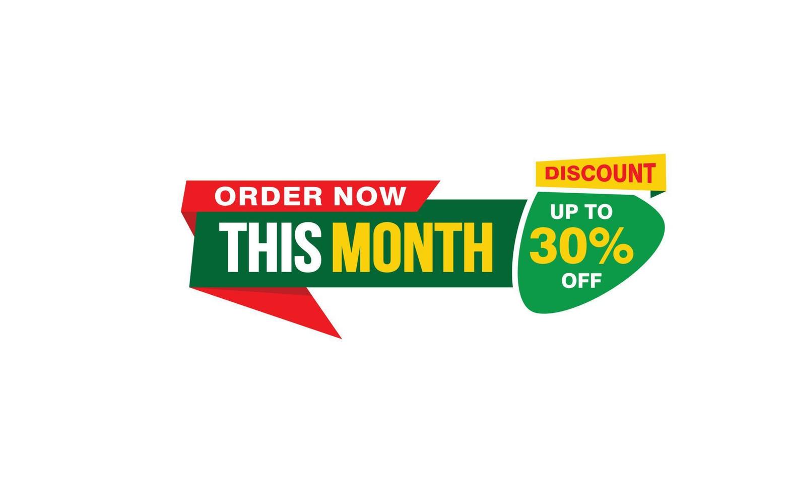 30 Percent THIS MONTH offer, clearance, promotion banner layout with sticker style. vector