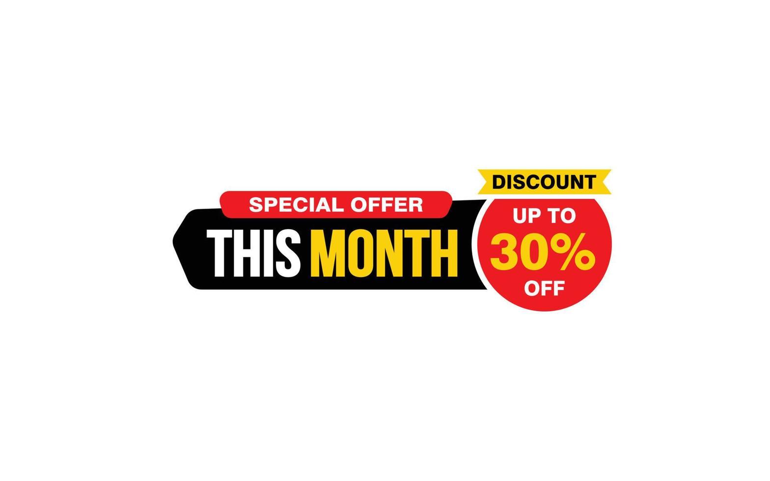 30 Percent THIS MONTH offer, clearance, promotion banner layout with sticker style. vector