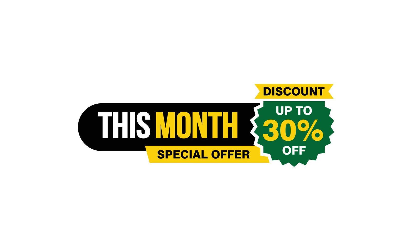 30 Percent THIS MONTH offer, clearance, promotion banner layout with sticker style. vector