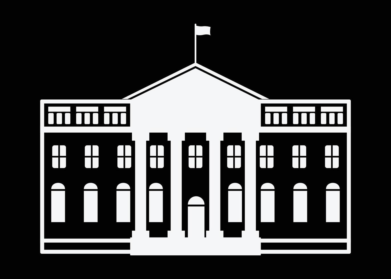 White House Silhouette, United States President Residence, home, office, and workplace vector