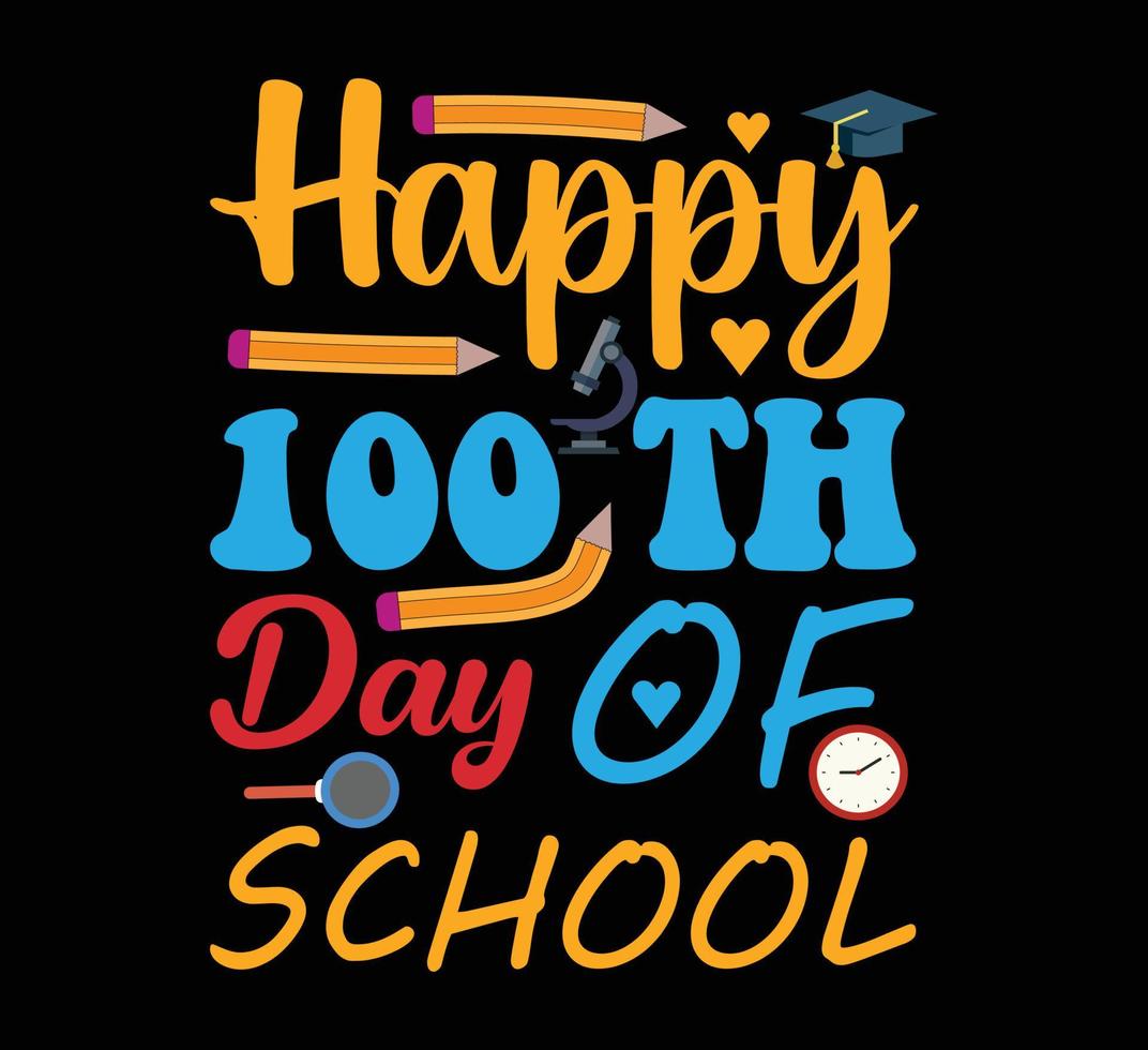 Happy 100th day of school t shirt design vector