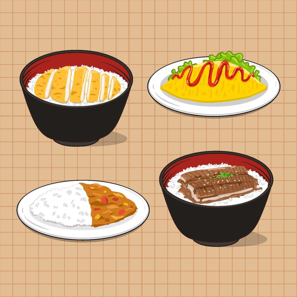 arte vectorial de la cocina japonesa, comida sabrosa japonesa vector