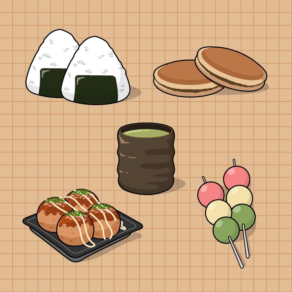 Japanese cuisine vector art, japanese tastety food