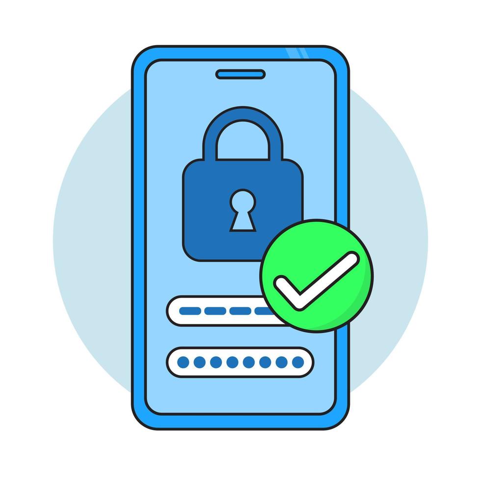 password verification. User authorization. Smartphone with a login screen. vector illustration.