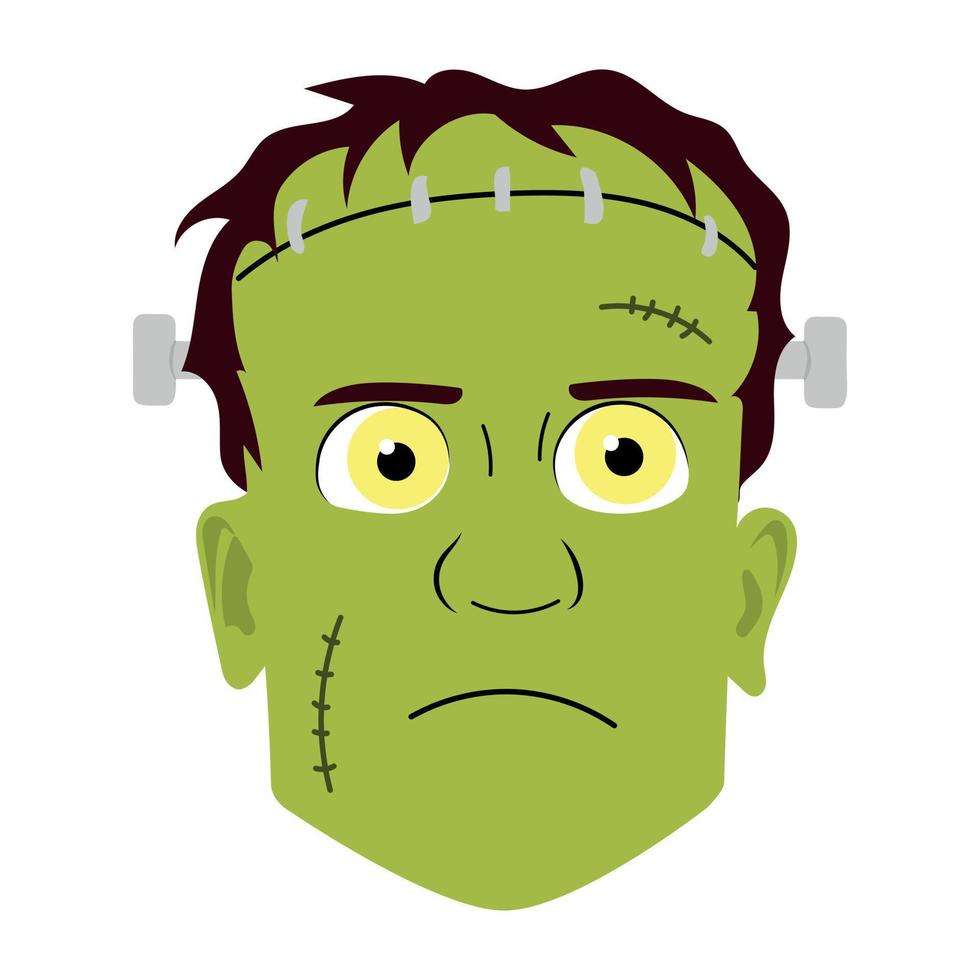 cara de frankenstein sobre un fondo blanco vector