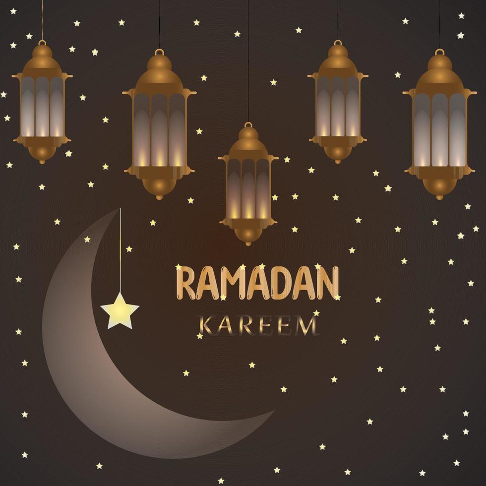 vector eid mubarak festival golden crescent moon and lanterns background