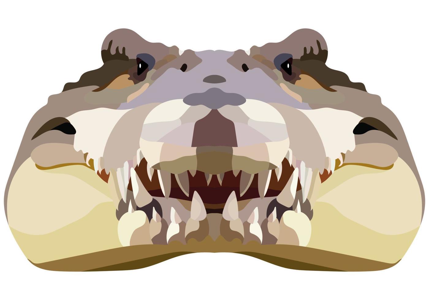 Crocodile head. The portrait of an alligator is depicted on a white background. Vector graphics.