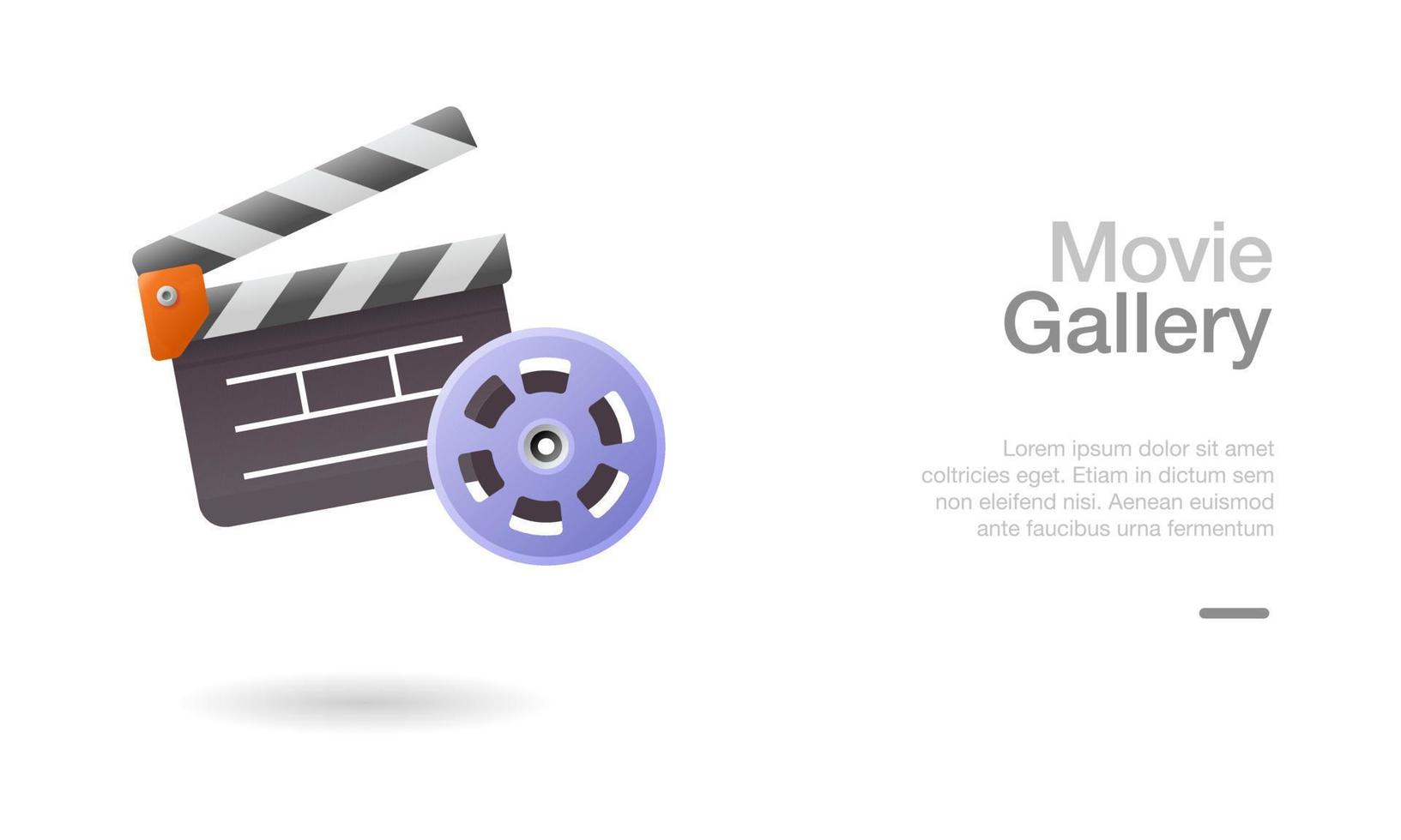 Movie clapperboard and film reel icon, flat design vector illustration. Suitable for design of multimedia background.