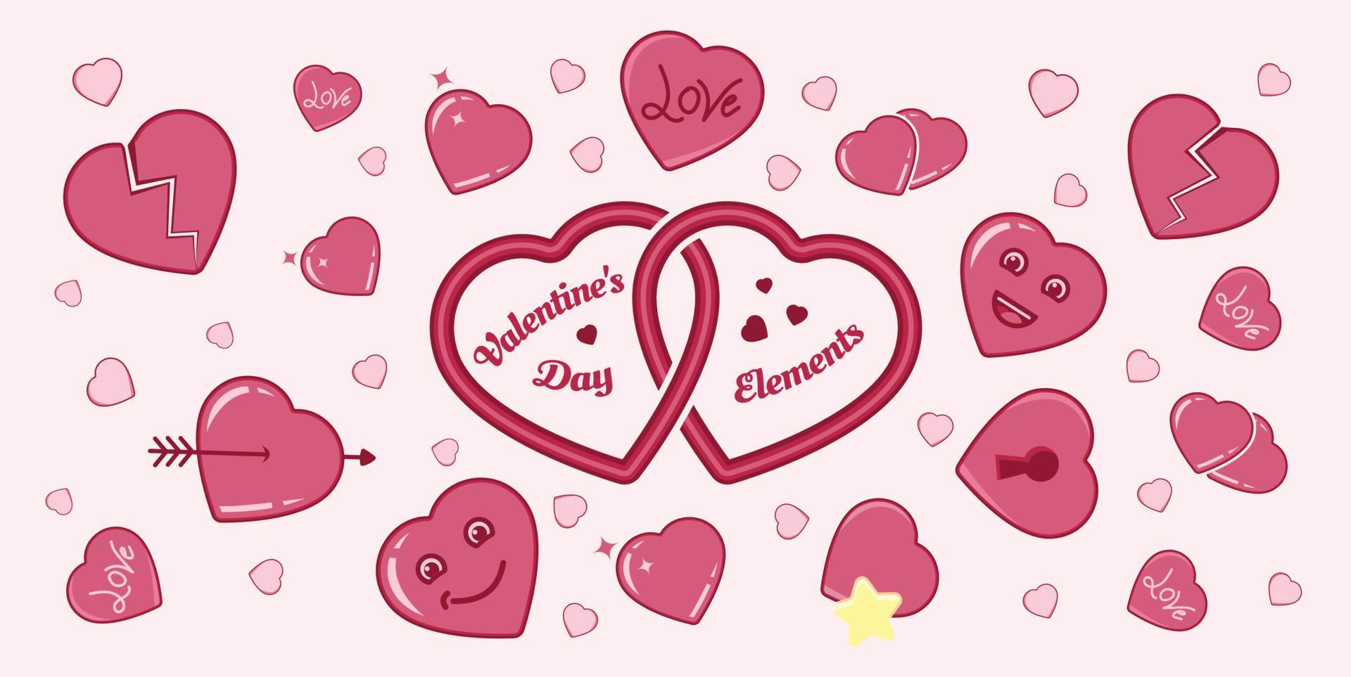 Valentines Day Elements Hearts Collection vector