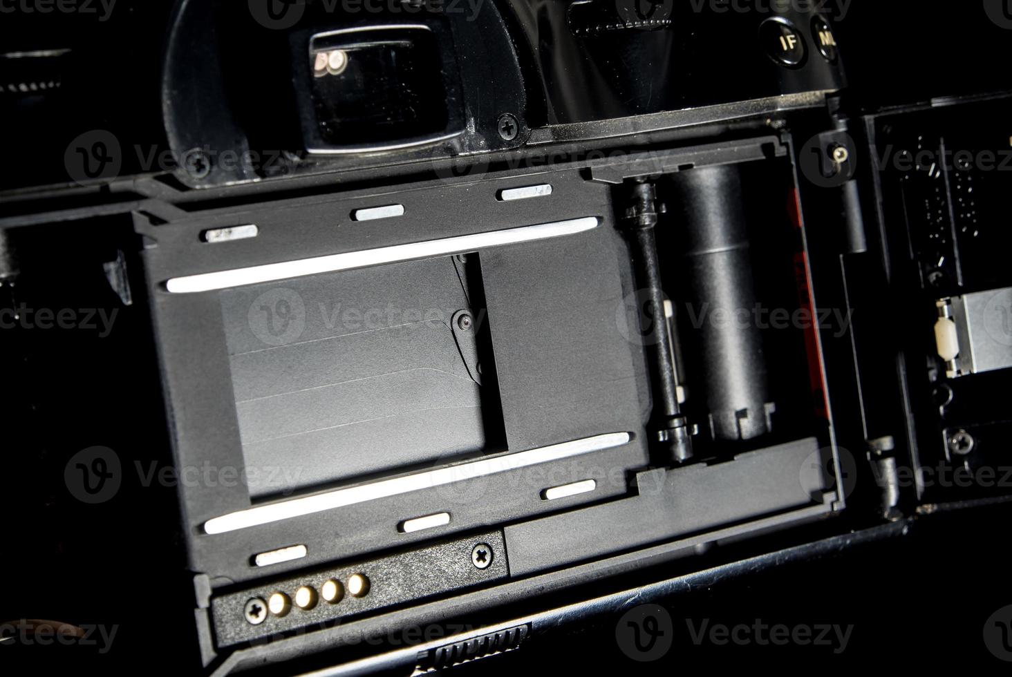 SLR camera body opened back lid to film position photo