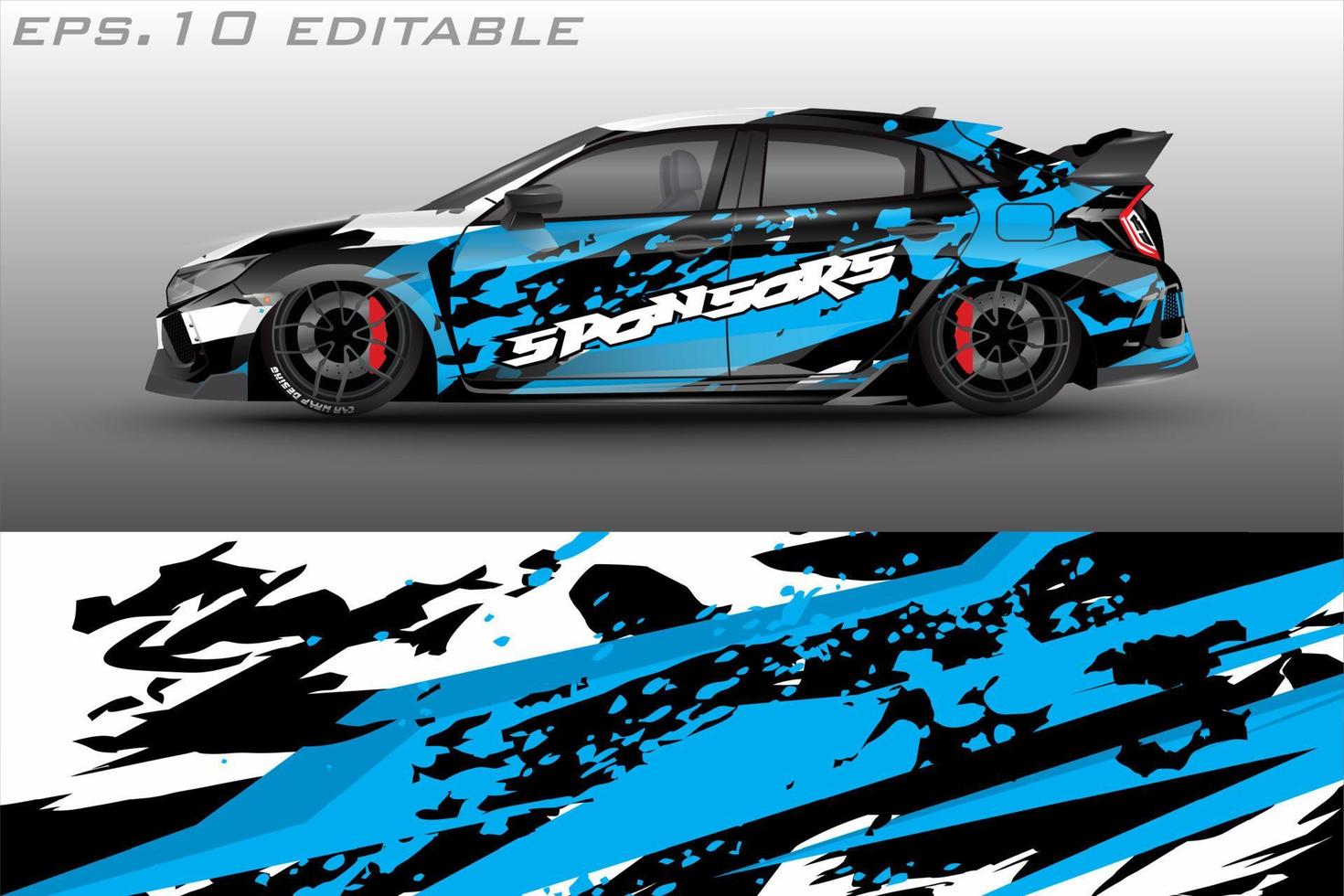 white background motif sports car livery design vector
