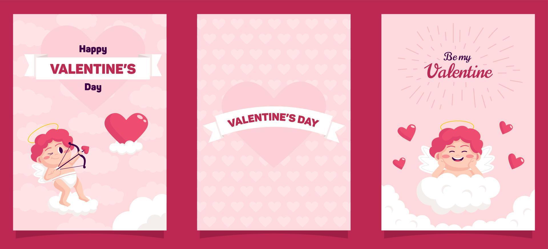 Valentines day cards with cupids vector