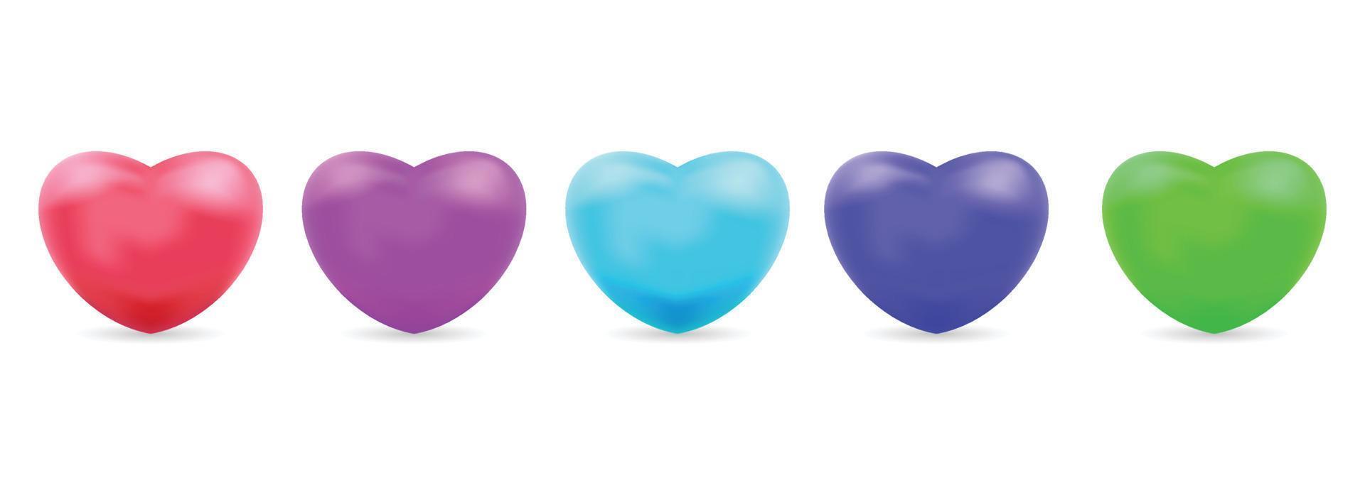 3D Hearts Set vector