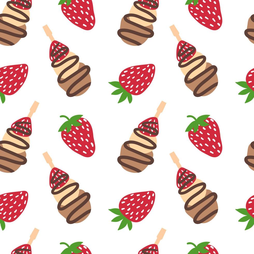 Strawberry and cookie seamless pattern. Vector hand drawn background.