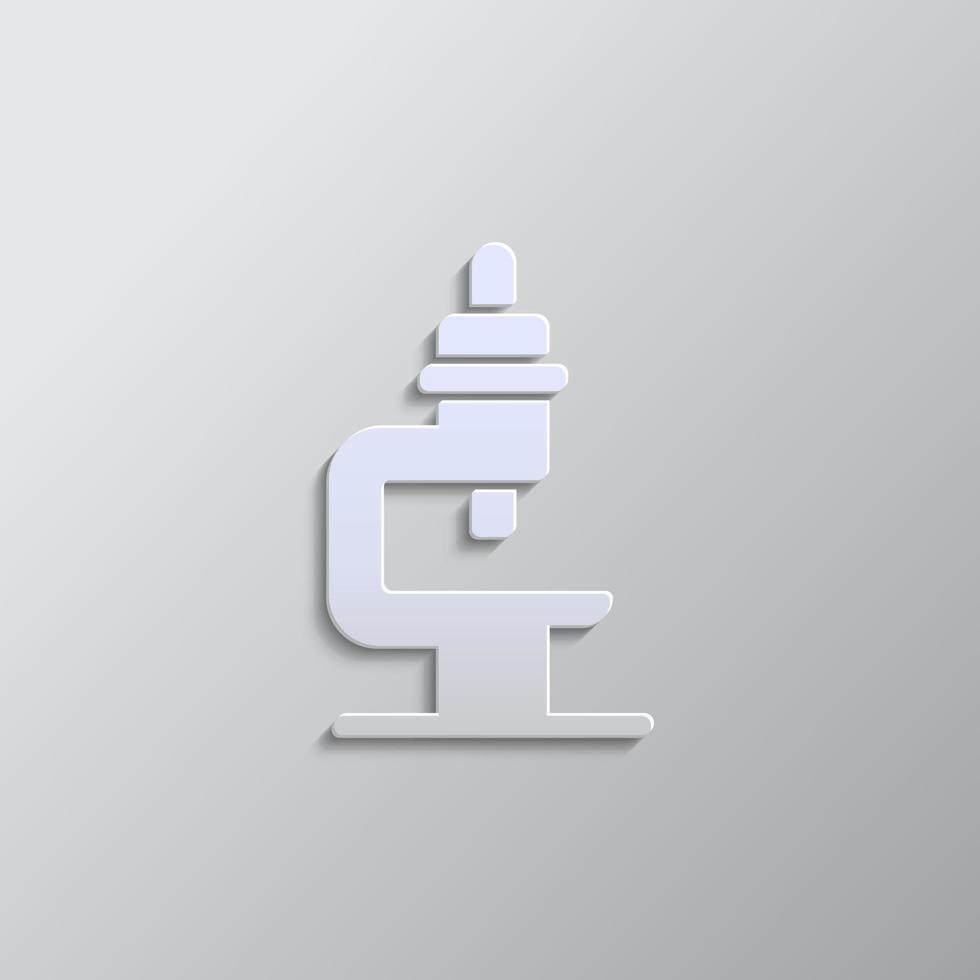 Microscope, icon paper style. Grey color vector background- Paper style vector icon