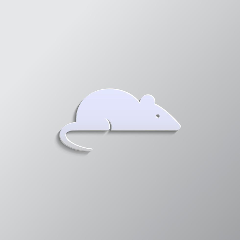 rat, laboratory, icon paper style. Grey color vector background- Paper style vector icon