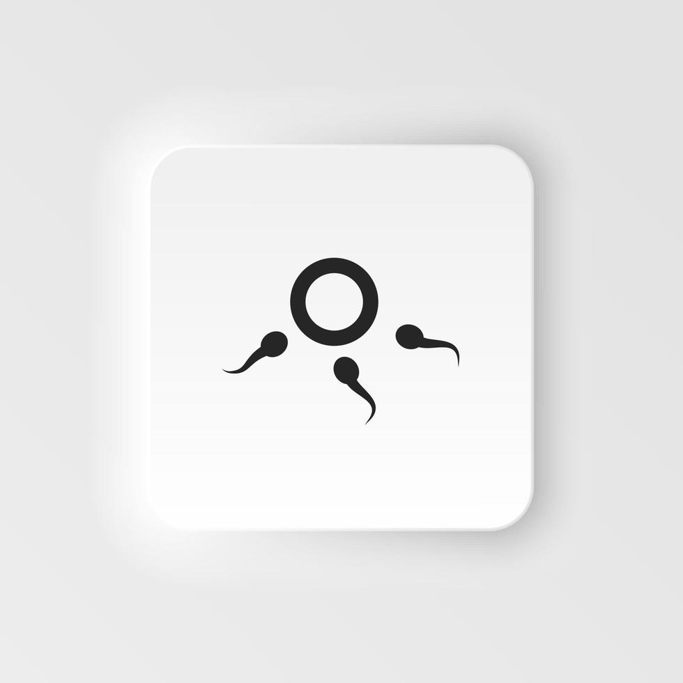 Sperm. Bioengineering neumorphic style vector icon. Biotechnology for health, researching. Molecular biology, biomedical and molecular engineering Neumorphism, neumorphic style icon