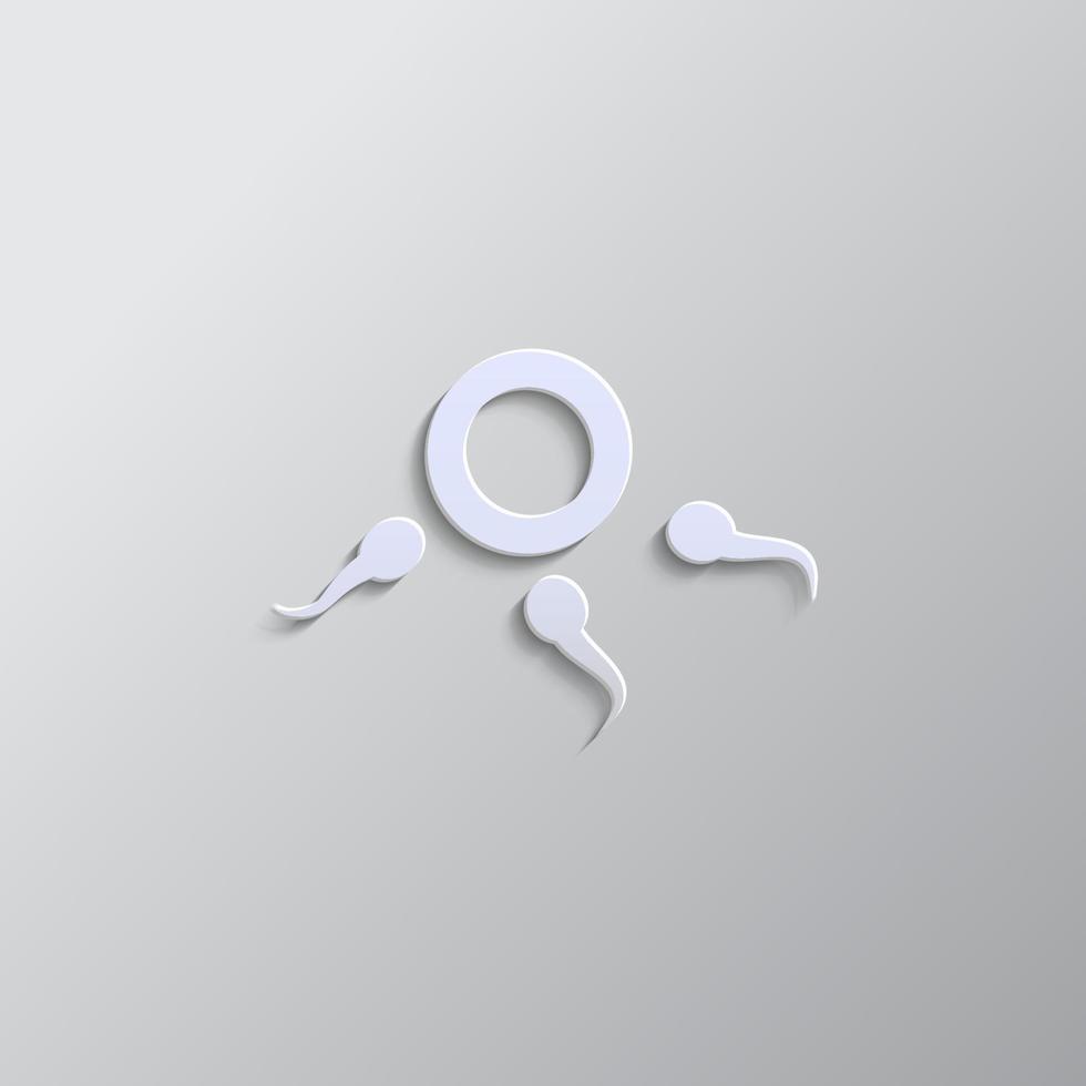 sperm, icon paper style. Grey color vector background- Paper style vector icon