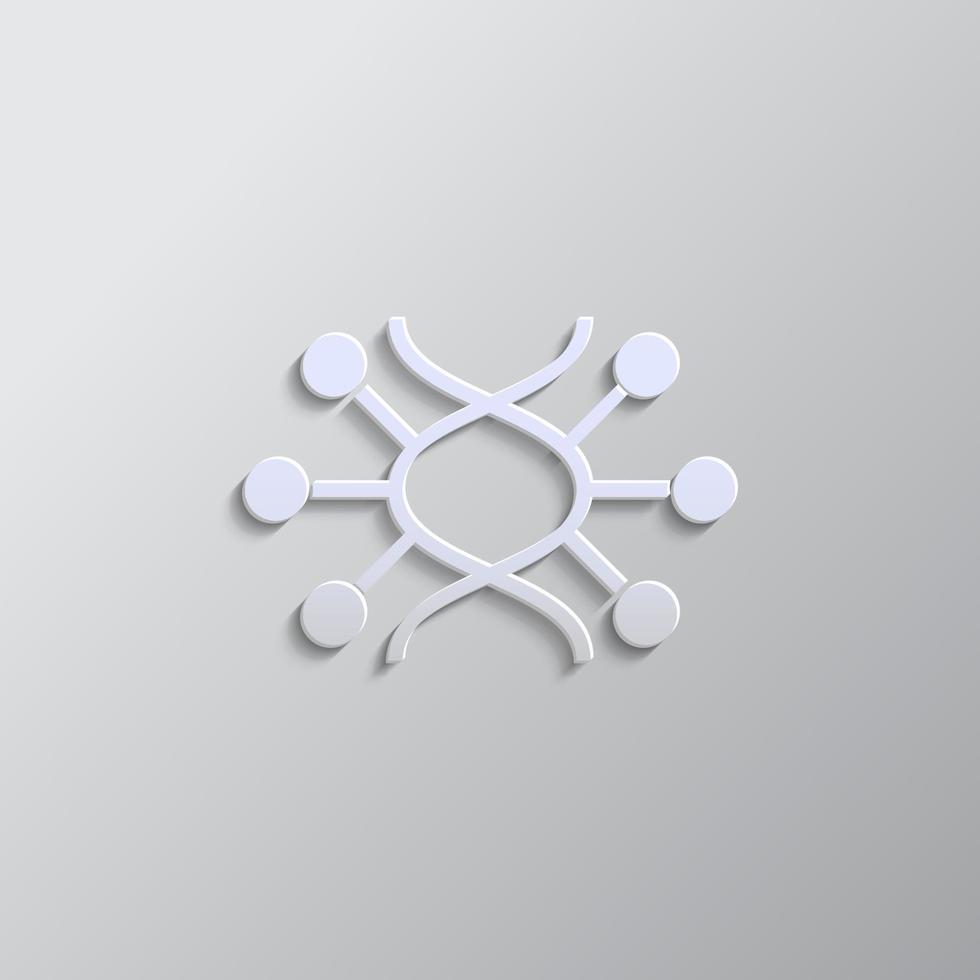 Genome, dna, icon paper style. Grey color vector background- Paper style vector icon