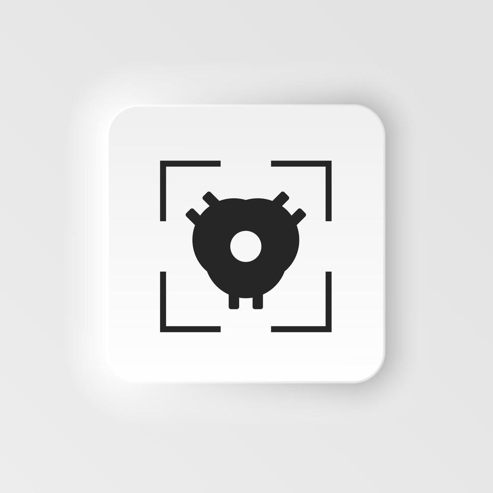 Electronic, heart, biology. Bioengineering neumorphic style vector icon. Biotechnology for health, researching. Molecular biology, biomedical and molecular engineering Neumorphism,