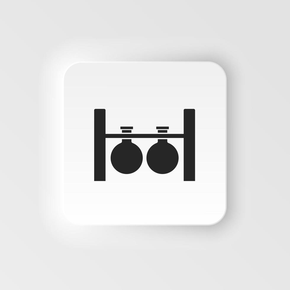 Laboratory, flask. Bioengineering neumorphic style vector icon. Biotechnology for health, researching. Molecular biology, biomedical and molecular engineering Neumorphism, neumorphic style icon