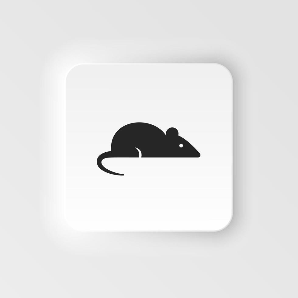 Rat, laboratory. Bioengineering neumorphic style vector icon. Biotechnology for health, researching. Molecular biology, biomedical and molecular engineering Neumorphism, neumorphic style icon