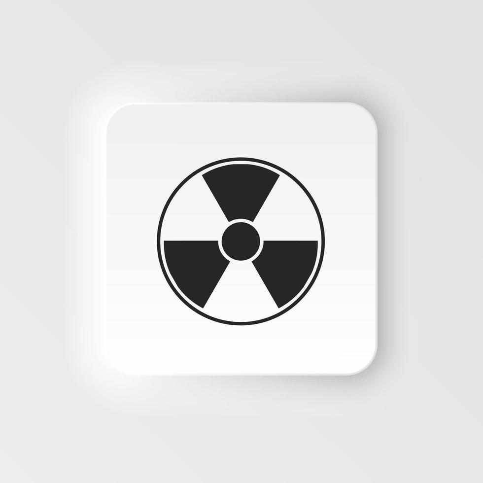 Radiation, danger, sign. Bioengineering neumorphic style vector icon. Biotechnology for health, researching. Molecular biology, biomedical and molecular engineering Neumorphism, neumorphic style icon