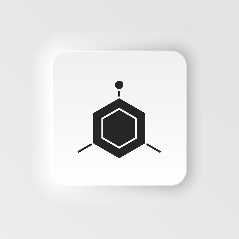 Molecules. Bioengineering neumorphic style vector icon. Biotechnology for health, researching. Molecular biology, biomedical and molecular engineering Neumorphism, neumorphic style icon