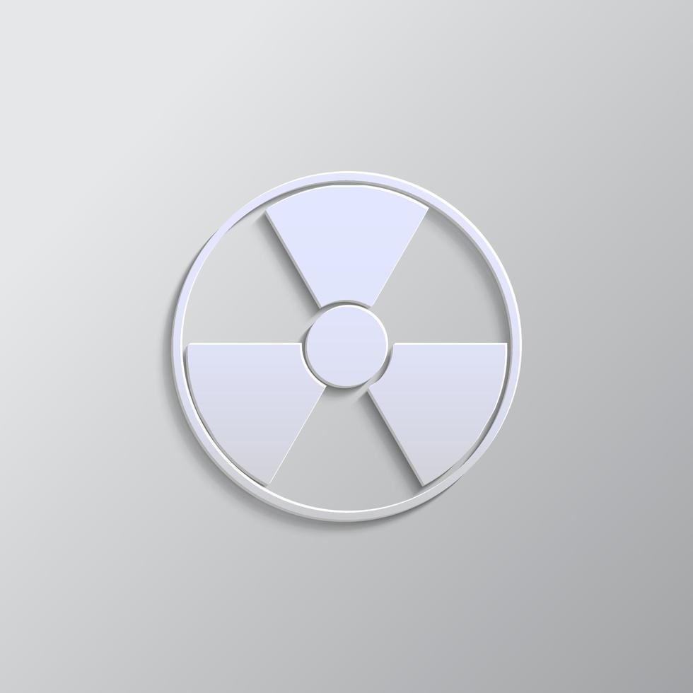 radiation, icon, danger, sign paper style. Grey color vector background- Paper style vector icon