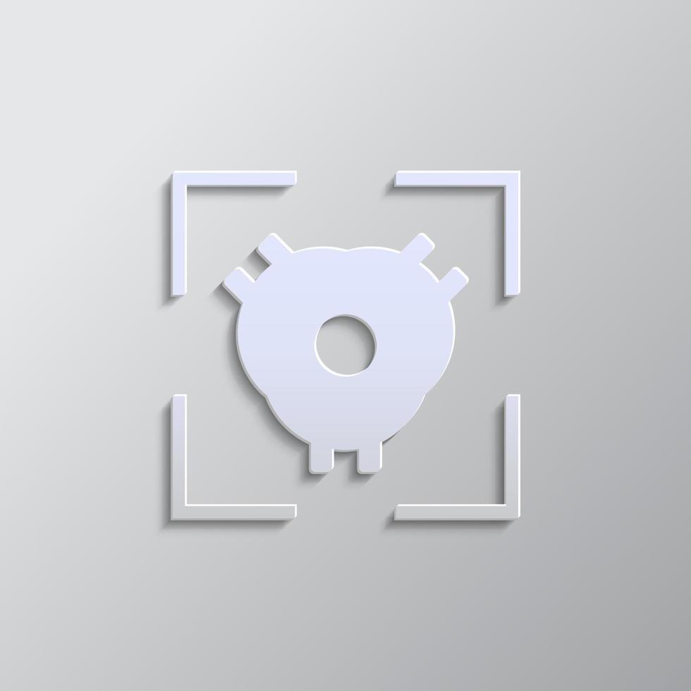 electronic, heart, biology, icon paper style. Grey color vector background- Paper style vector icon