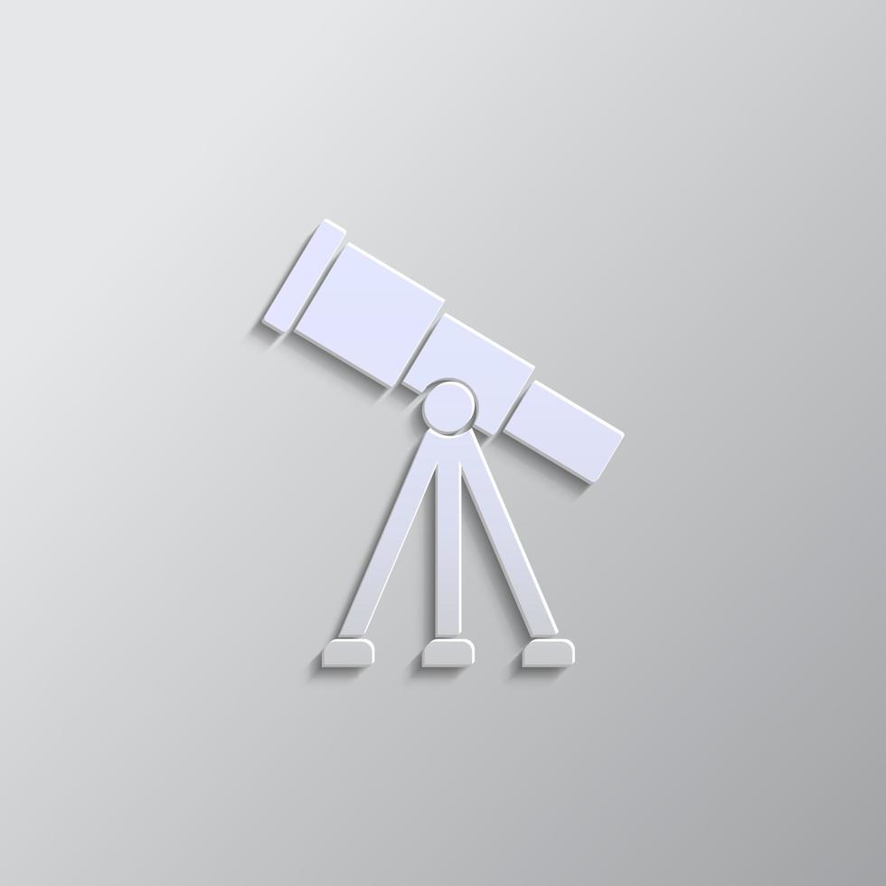 Observatory, telescope, icon paper style. Grey color vector background- Paper style vector icon