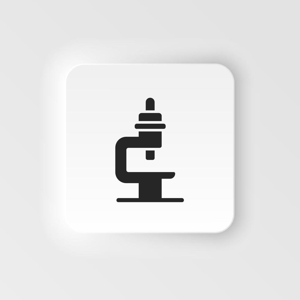 Microscope. Bioengineering neumorphic style vector icon. Biotechnology for health, researching. Molecular biology, biomedical and molecular engineering Neumorphism, neumorphic style icon