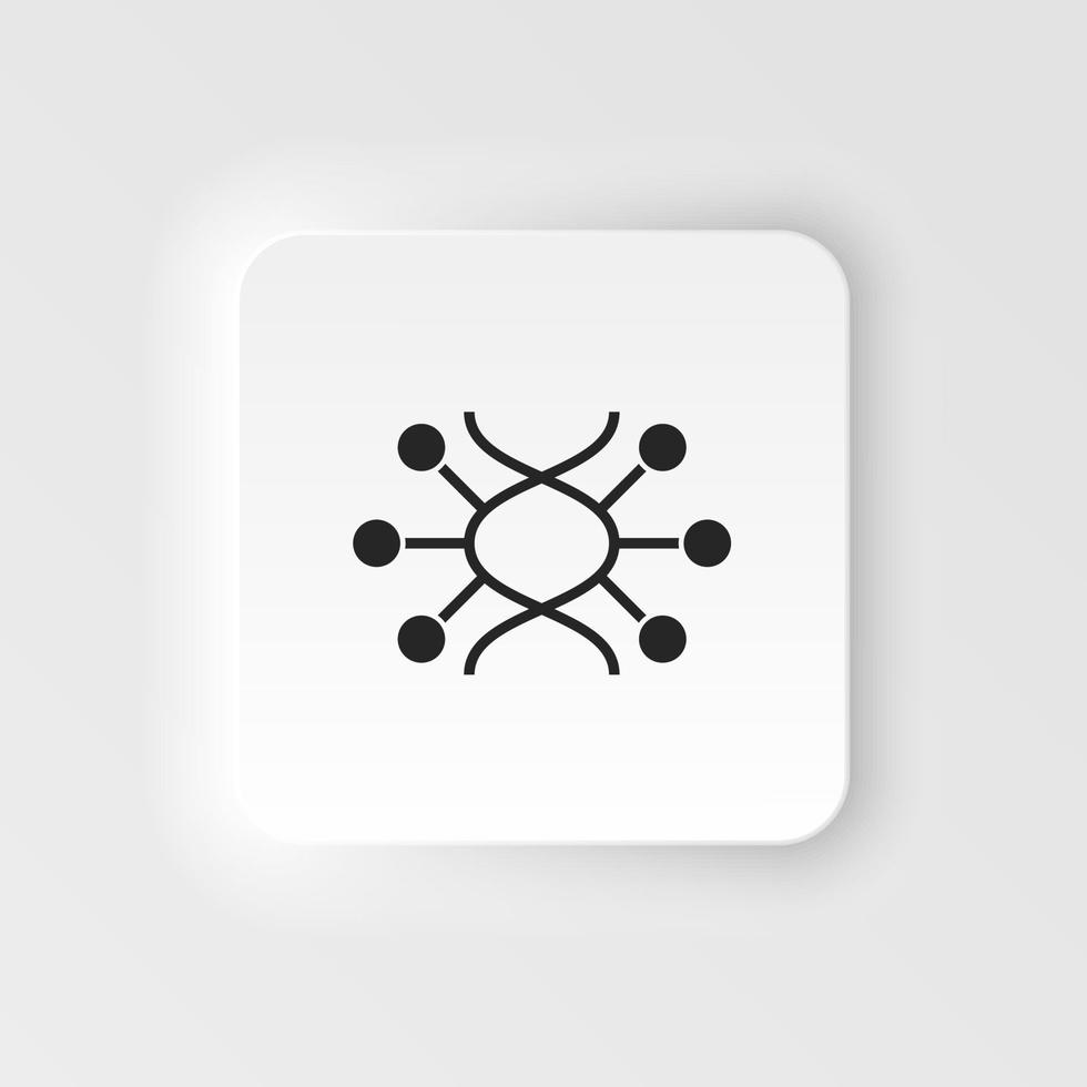 Genome, dna. Bioengineering neumorphic style vector icon. Biotechnology for health, researching. Molecular biology, biomedical and molecular engineering Neumorphism, neumorphic style icon