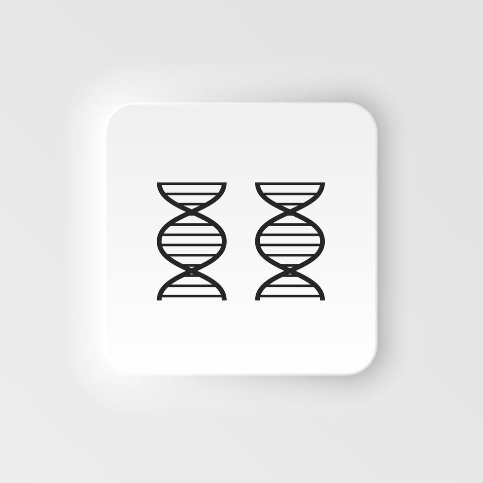 genoma, adn. icono de vector de estilo neumórfico de bioingeniería. biotecnología para la salud, investigación. biología molecular, neumorfismo de ingeniería biomédica y molecular, icono de estilo neumórfico